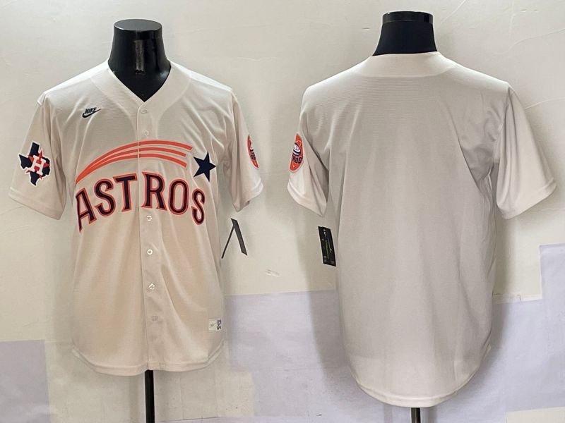Men Houston Astros Blank Cream Five generations Joint Name 2025 Nike MLB Jersey style 2->houston astros->MLB Jersey